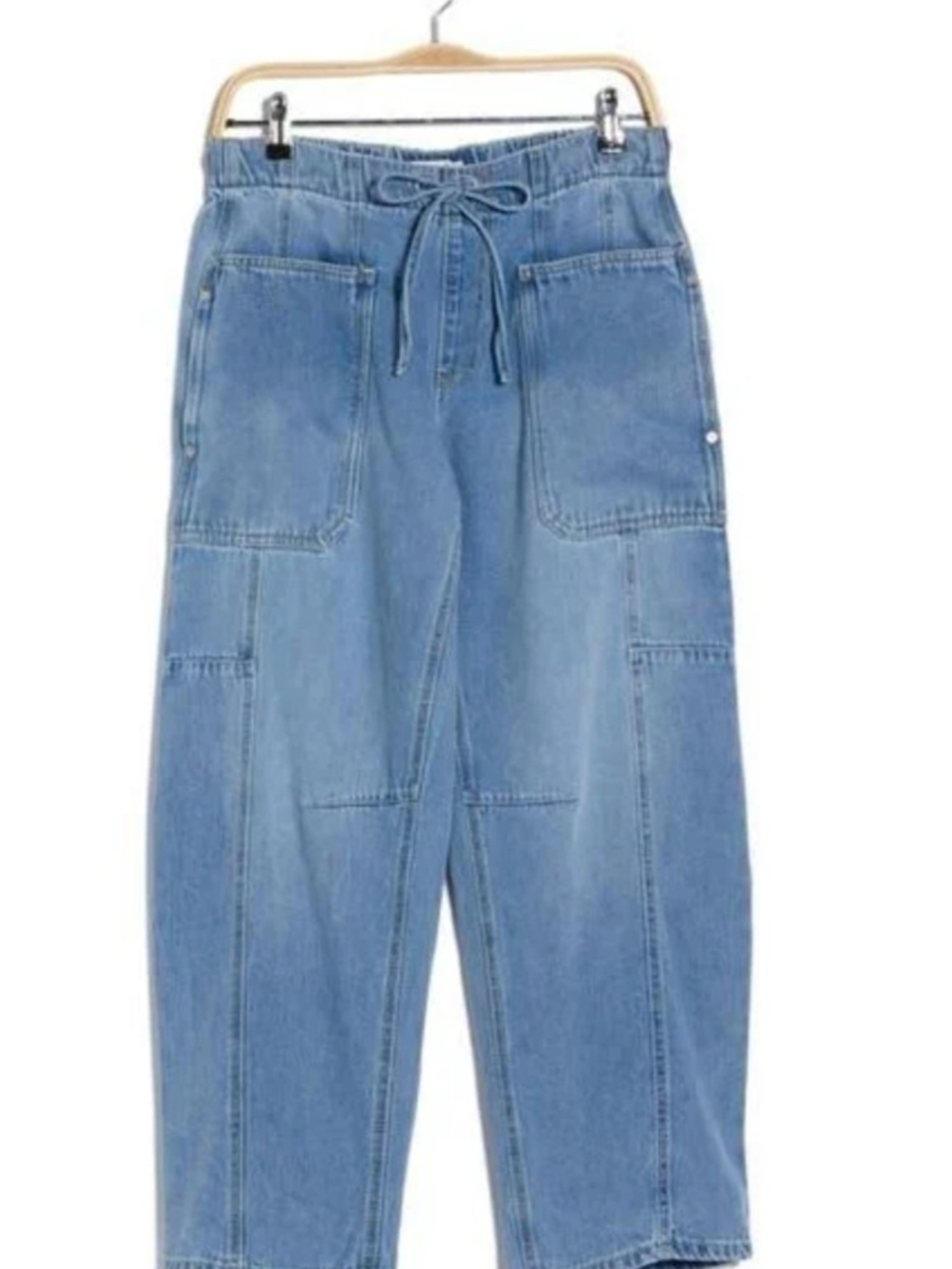 Light Blue Women’s Drawstring Barrel Jeans